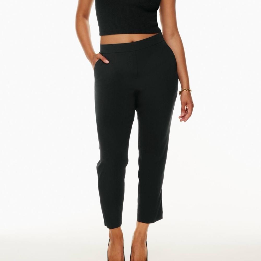 Babaton Black High-Rise Cropped Straight Pants